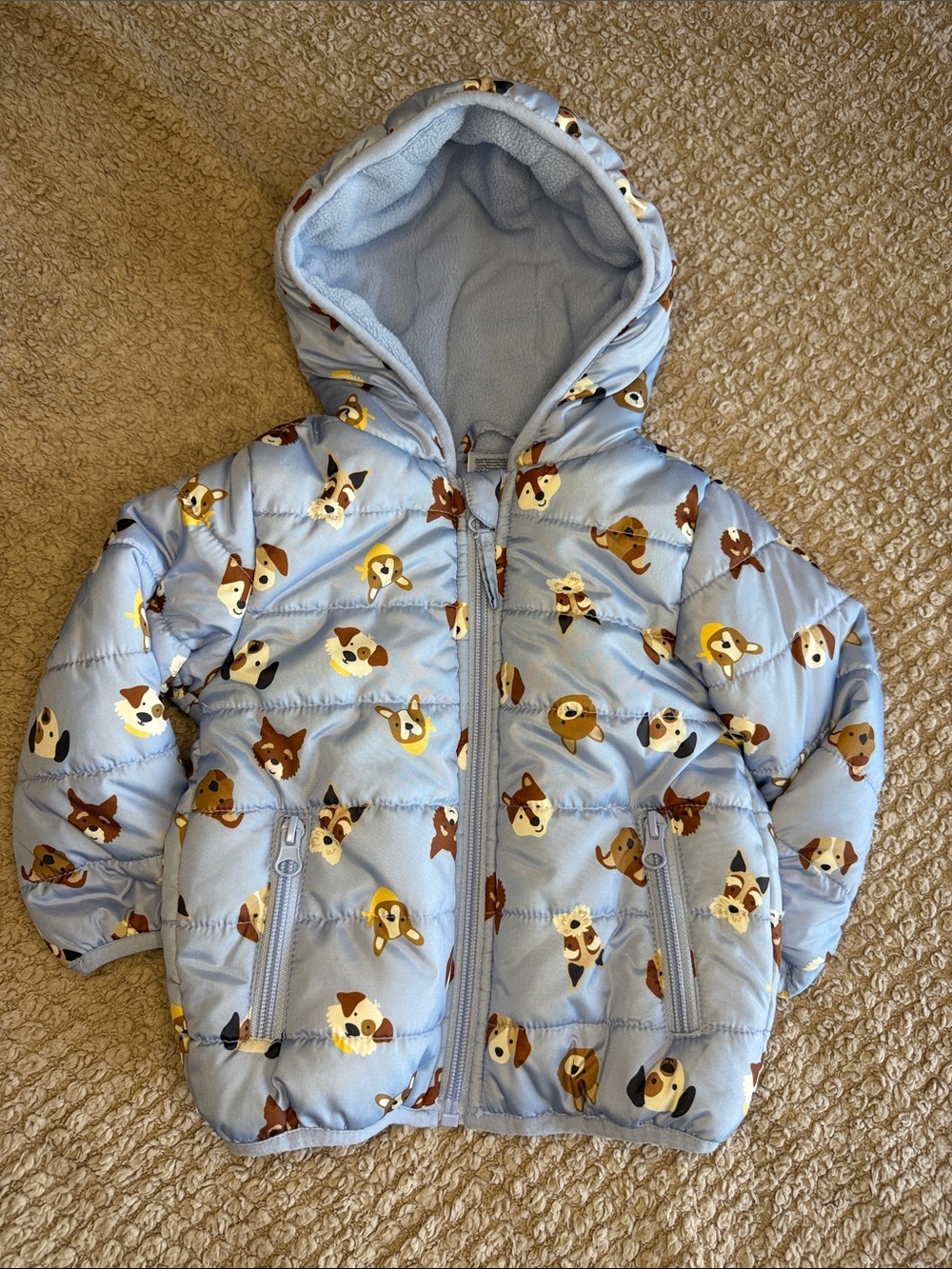 Cute Dog Print Puffer Jacket